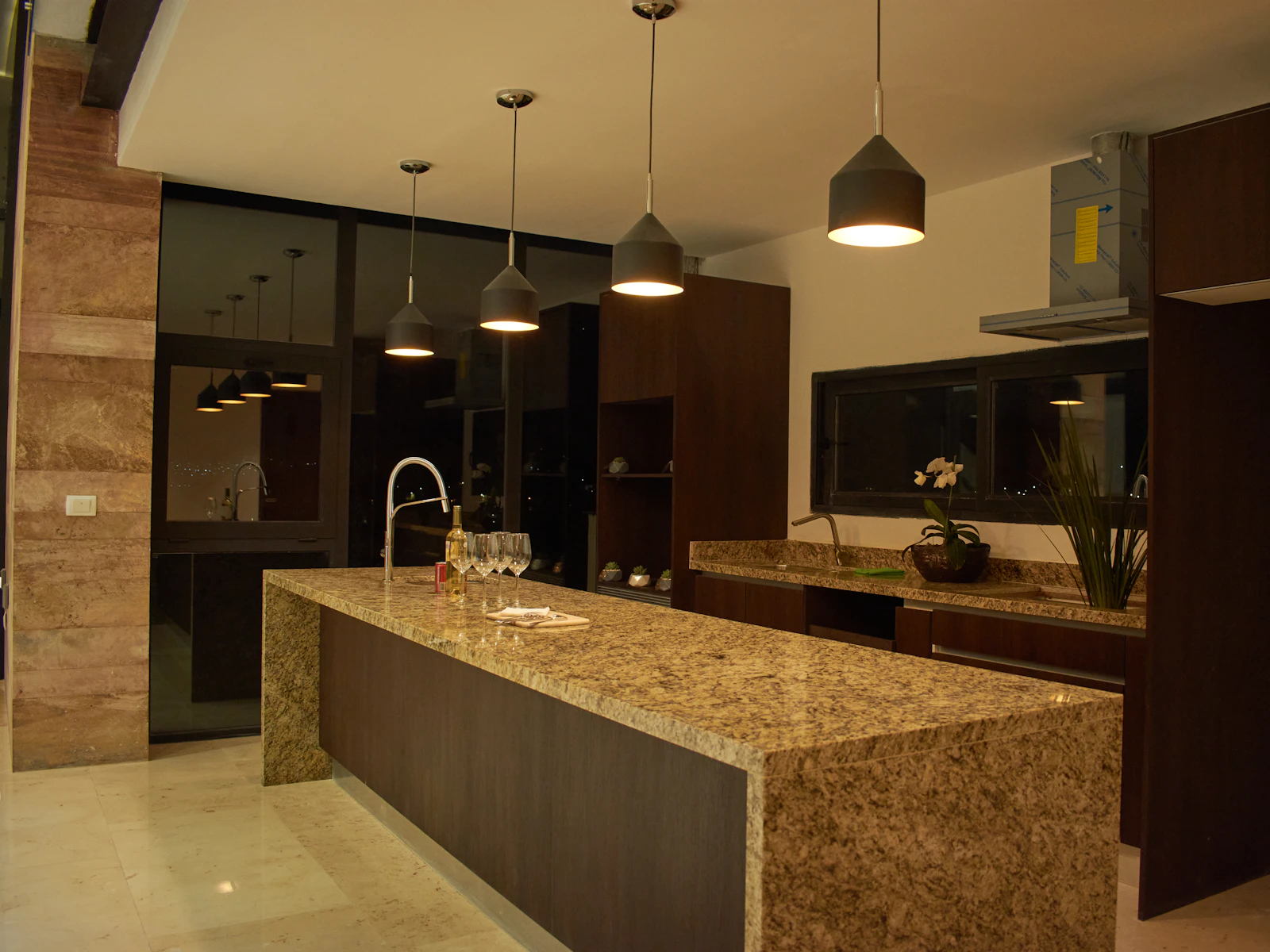 Kitchen with marble countertop